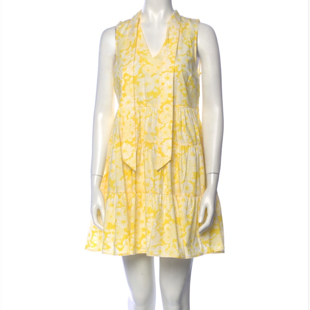 Lisa Marie Fernandez Target Yellow Floral Tiered Dress Neck Tie Size M
